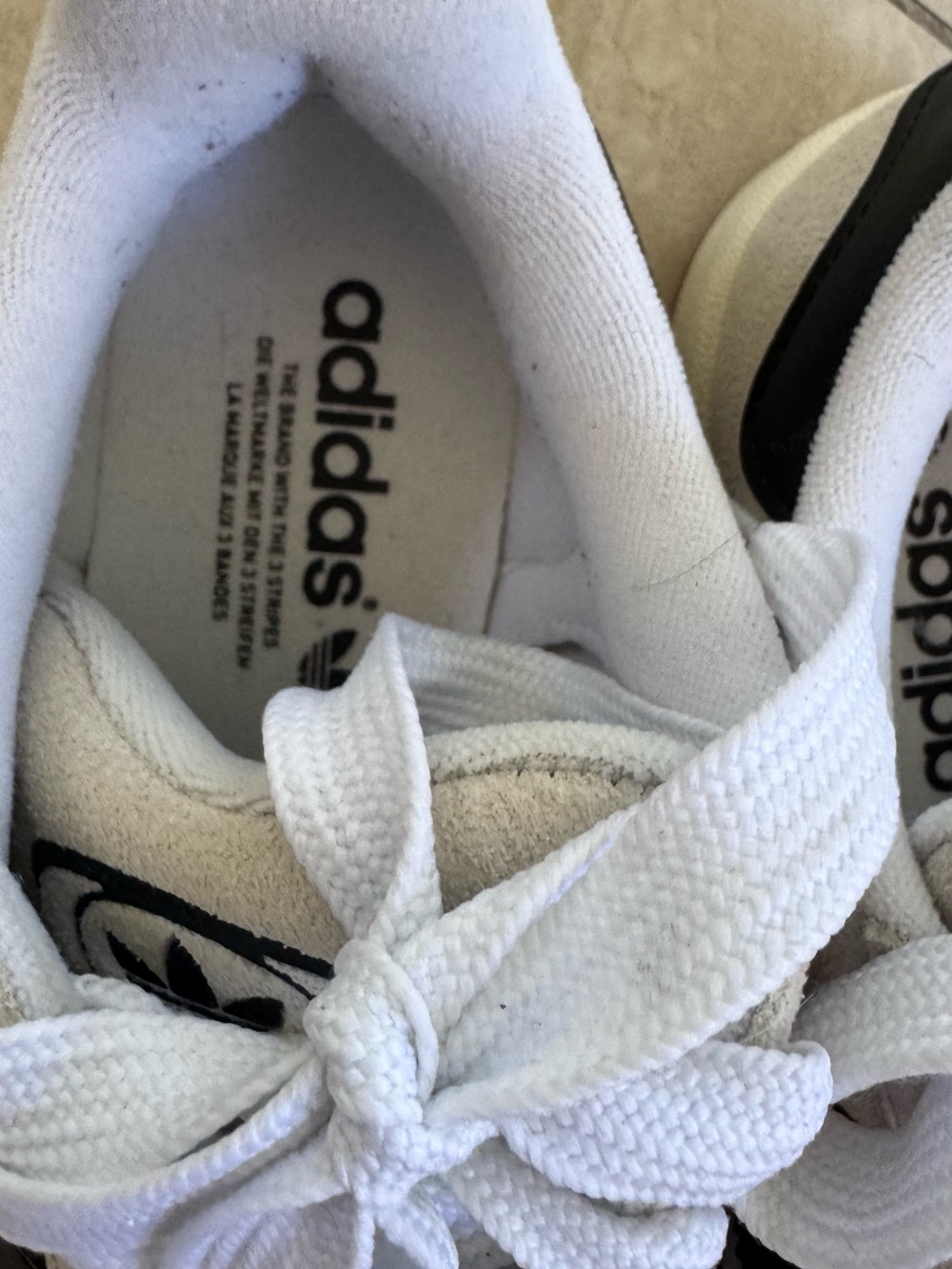 adidas Cream Sneakers with Black Stripes and Heel Tab - Picture 4 of 9